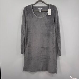 Nautica Women's NEW Medium Sleep Lounge Shirt Dress Gray Plush Fleece Nightgown